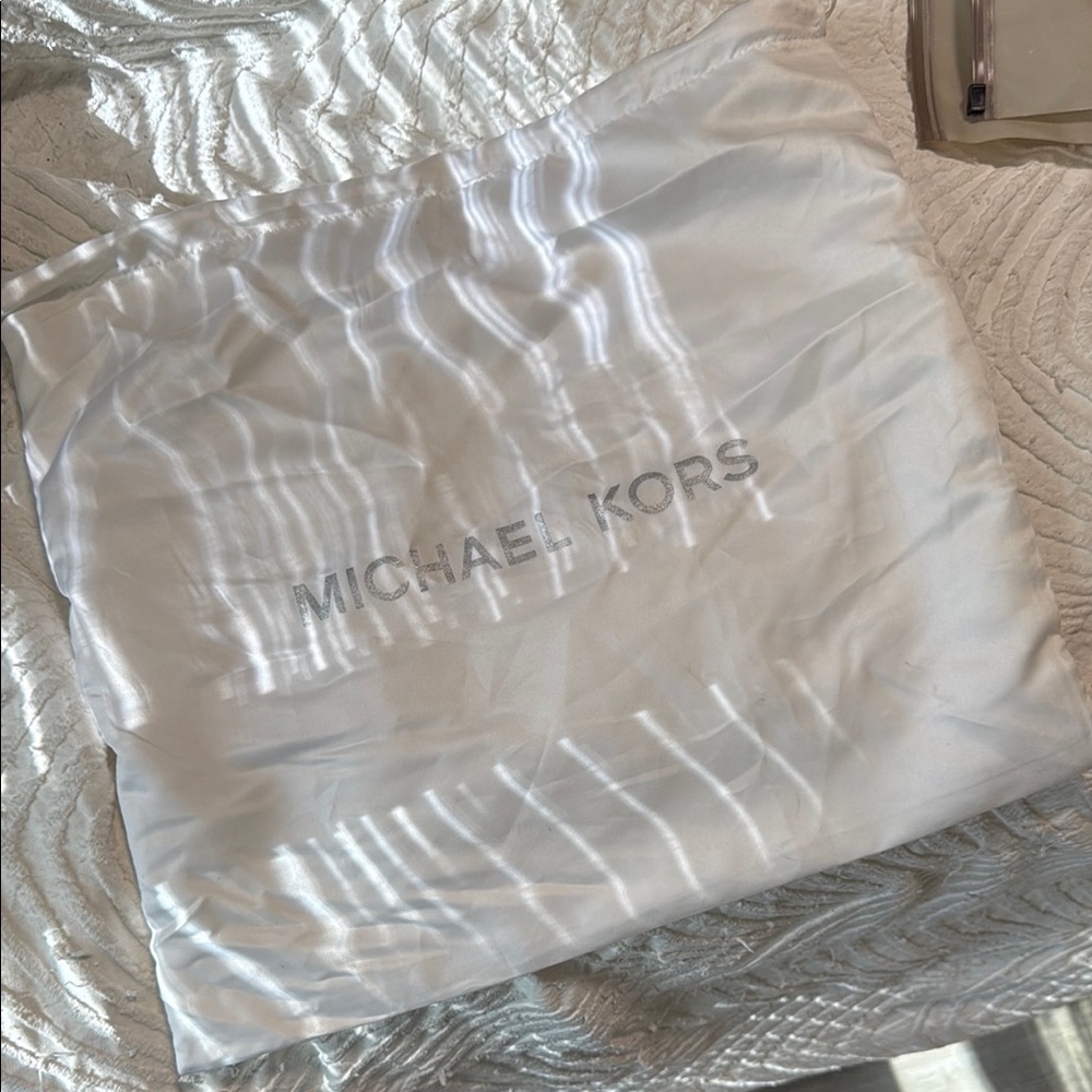 Michael Kors Silver Logo White Bag